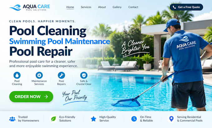 design wix pool cleaning website swimming pool maintenance pool repair website