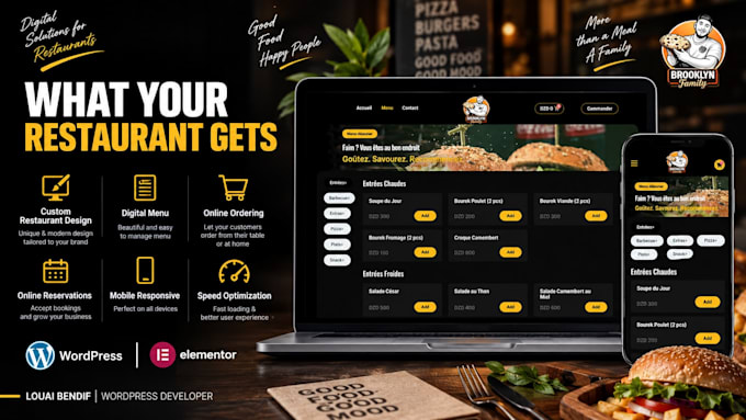 design and develop a restaurant wordpress website