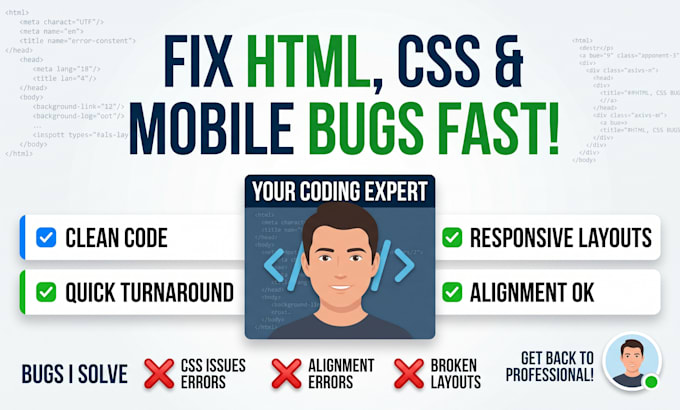 fix HTML CSS and responsive web bugs