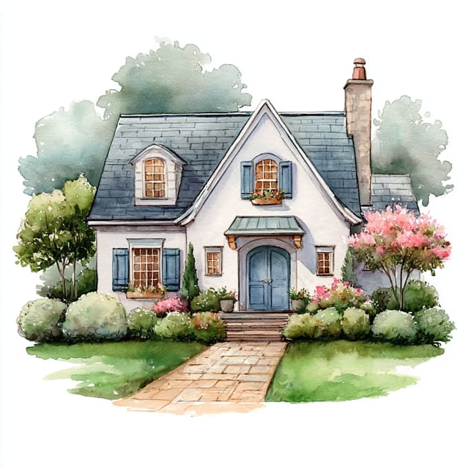 a watercolor house illustration