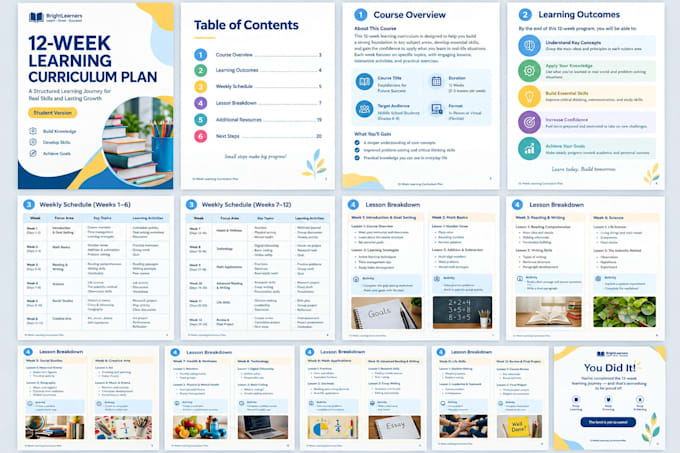 design educational textbook, workbook, curriculum and lesson plan layout