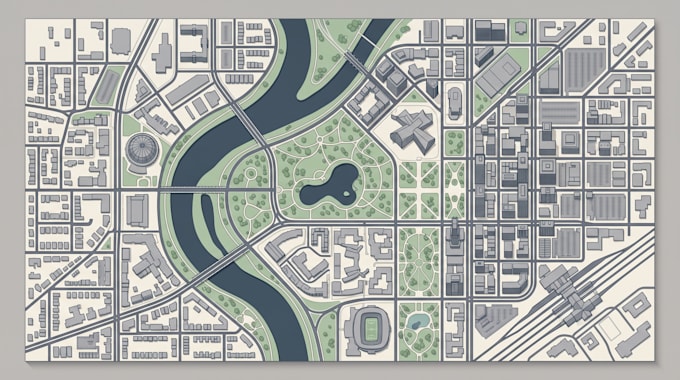 create custom map illustration, flat map, business location map
