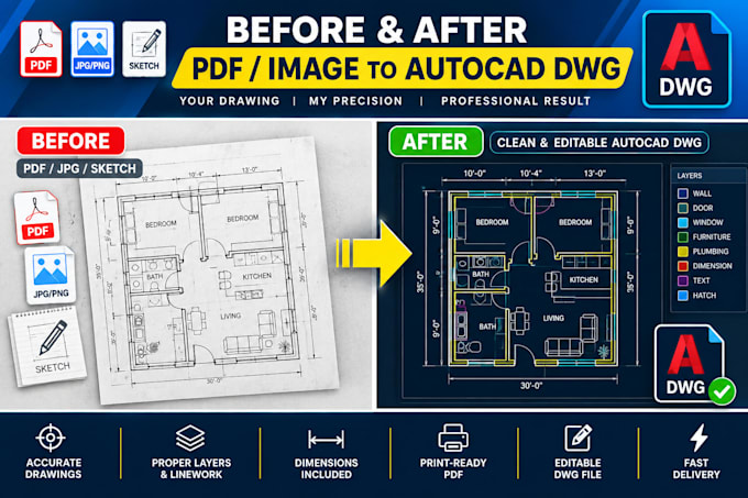 convert PDF and images to autocad dwg