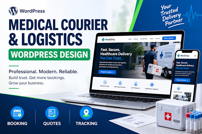 design a medical courier and logistics wordpress website