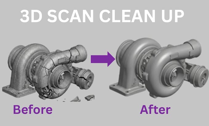 clean up 3d scan, repair mesh, fix stl file and reverse engineer to cad