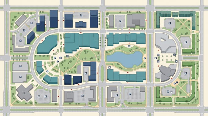 do flat business vector map, custom map and wayfinding map