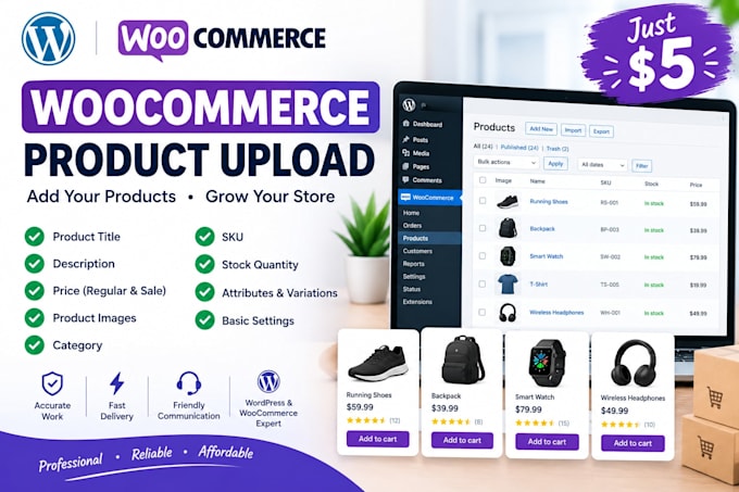 upload products to your wordpress woocommerce website