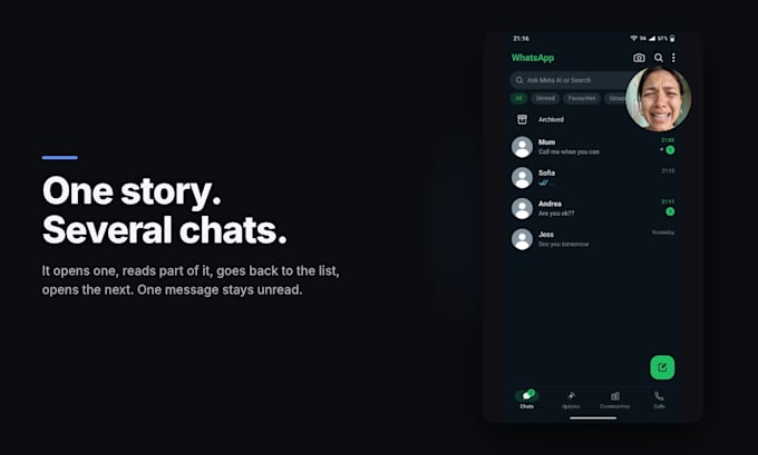 create a text message chat video with a reacting face