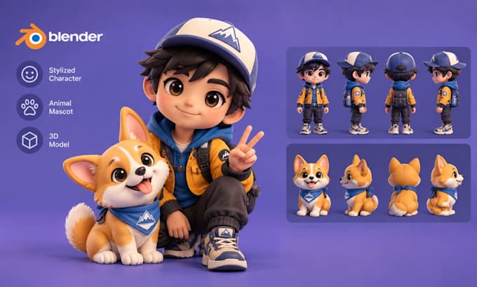 create 3d stylized chibi mascot and animal mascot characters with blender