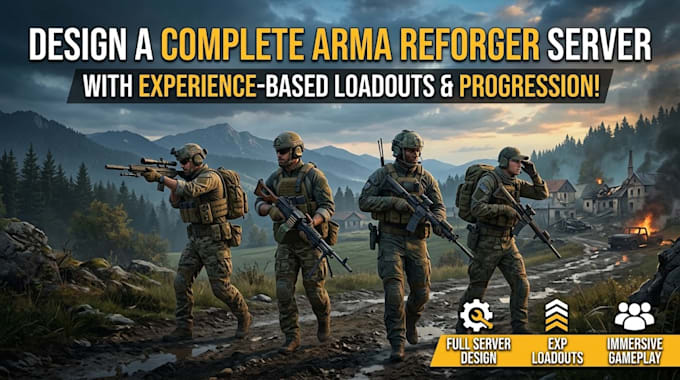 design a complete arma reforger server with experience base on loadout