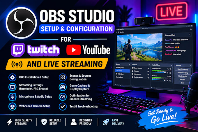 setup obs studio for twitch youtube and live streaming