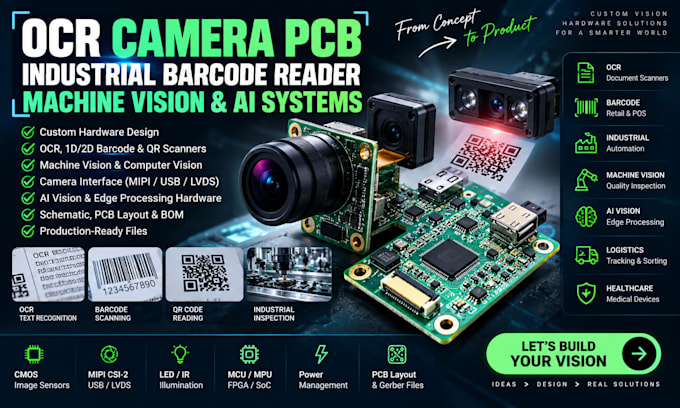 design ocr camera pcb, industrial barcode reader, machine vision and ai systems