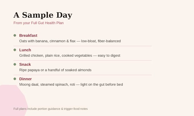 create a gut health and bloating relief meal plan