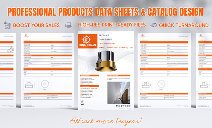 design technical data sheet, spec sheet, sell sheet, or product catalog
