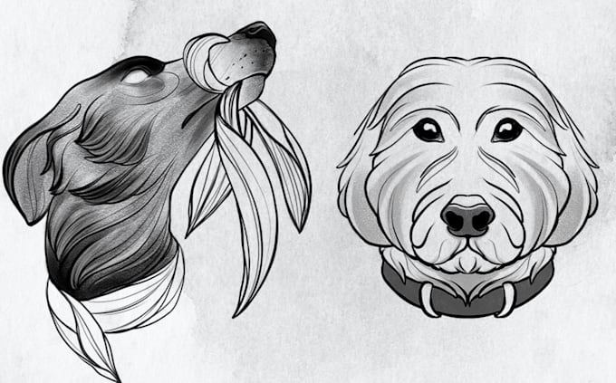 draw custom pet portrait in black tattoo style