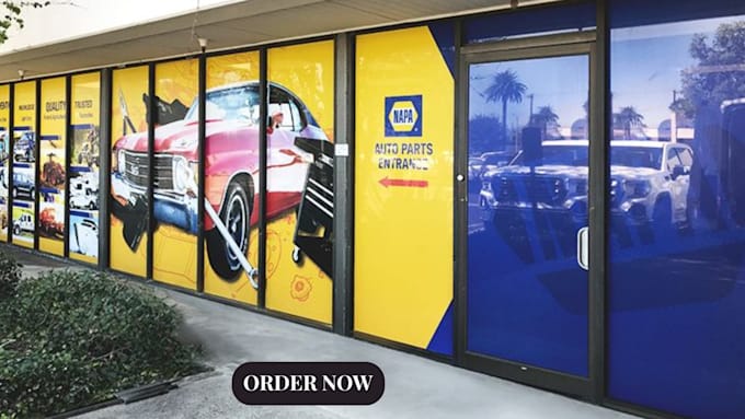 design window graphics, storefront decal, shopfront window signage in 24hours