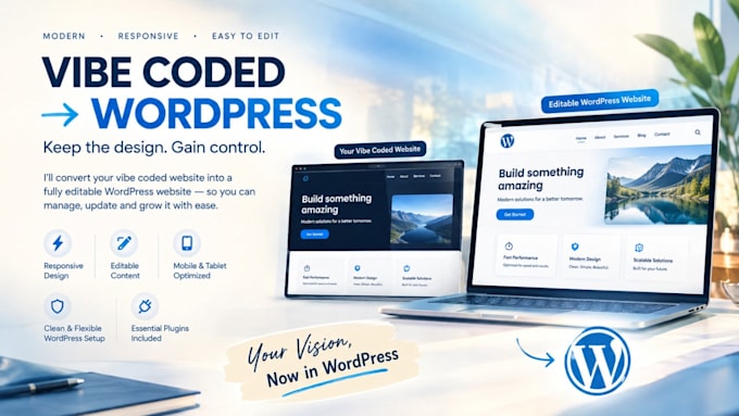 transform your vibe coded website into an editable wordpress website