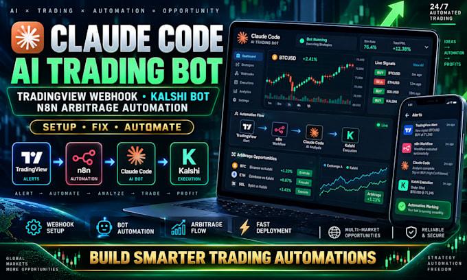 setup claude code ai trading bot tradingview webhook kalshi bot n8n arbitrage