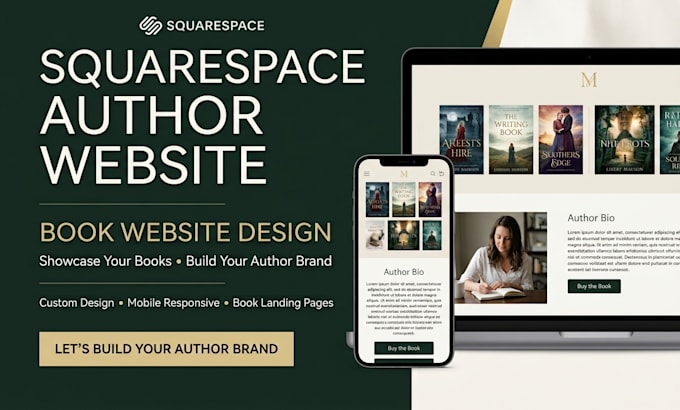 design a squarespace author website, book website and book landing page