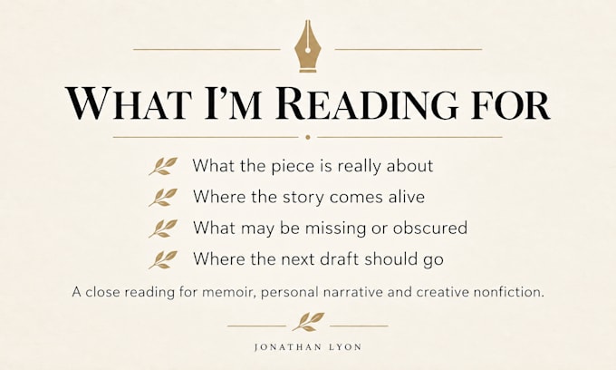 beta read and diagnose your memoir or personal narrative