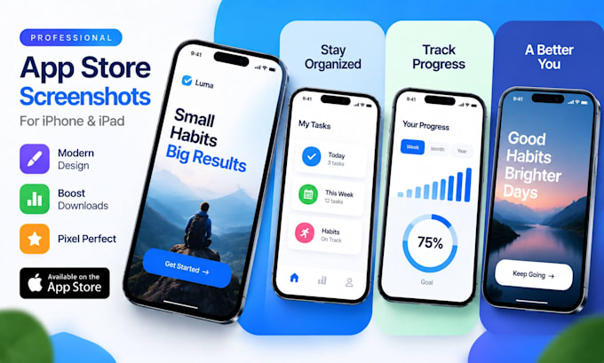 design professional ios app store screenshots for iphone app
