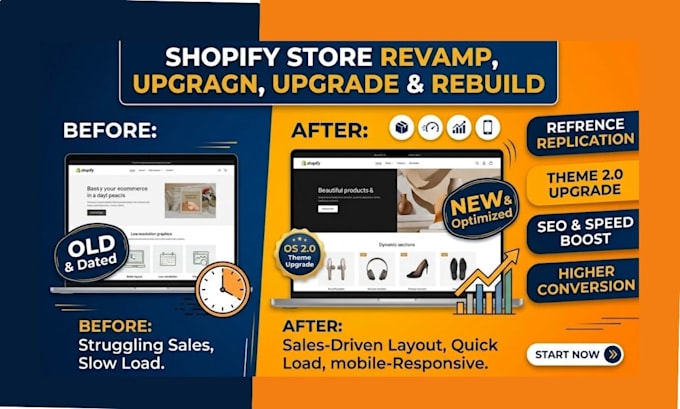 redesign, revamp, copy shopify, clone shopify and upgrade your shopify website