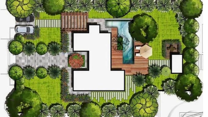 design backyard landscape layout and master plan as a landscape architect