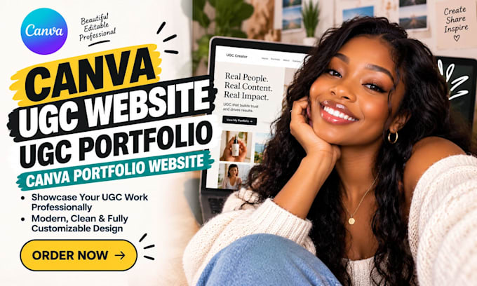 design canva ugc website, ugc portfolio, canva portfolio website