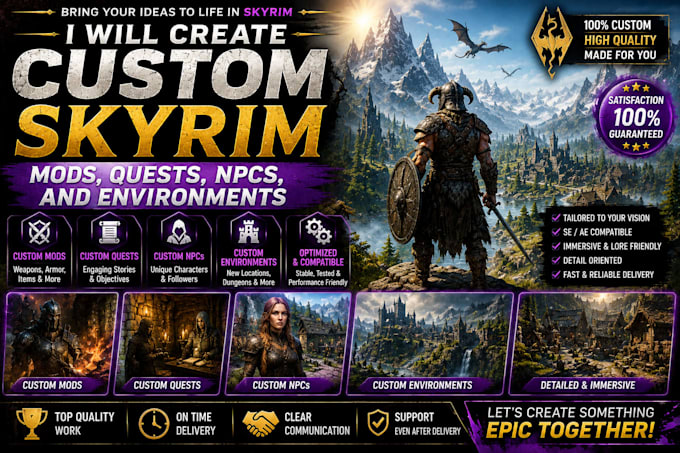 create custom skyrim mods, quests, npcs, and environments