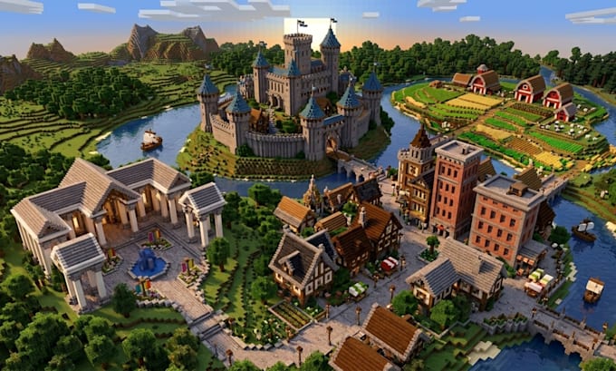 build minecraft city map, survival, creative minecraft builds castle hub builder