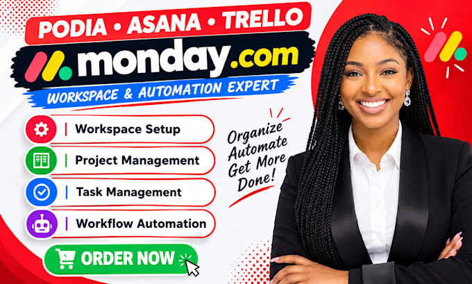 set up podia, asana, trello and mondaycom workflows