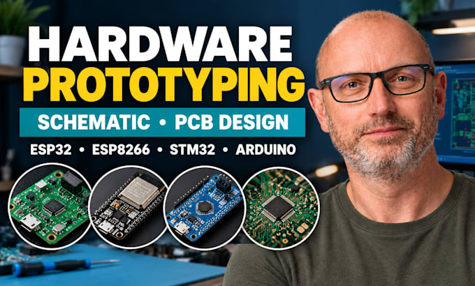 do hardware prototyping, schematic, pcb design, esp32, esp8266, stm32, arduino