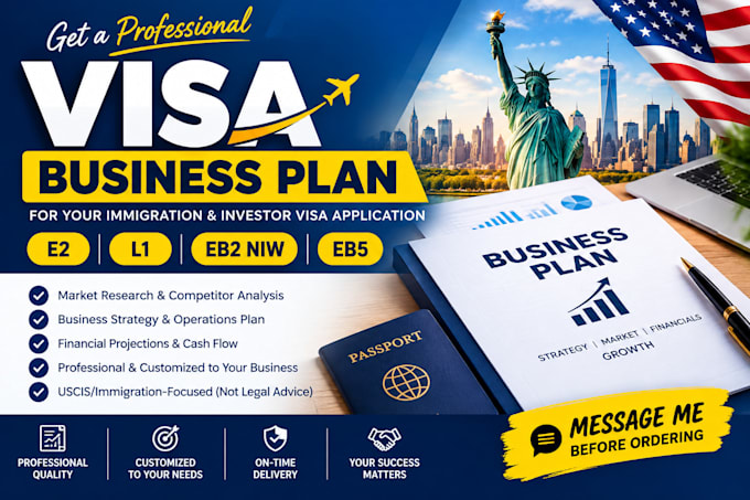 write a visa business plan for e2, l1, eb2 niw and eb5