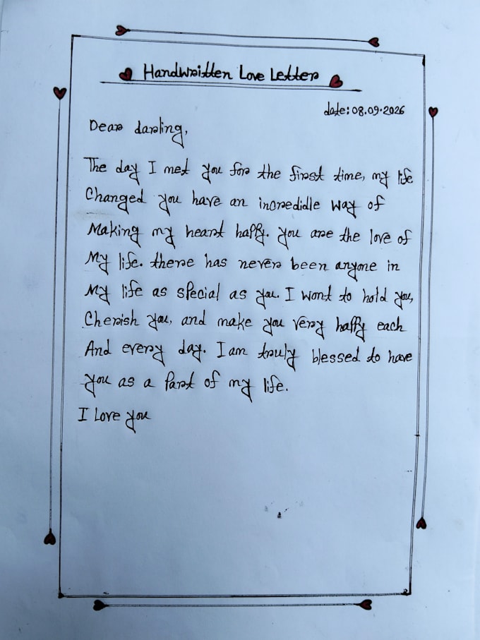 write romantic handwritten love letter for you