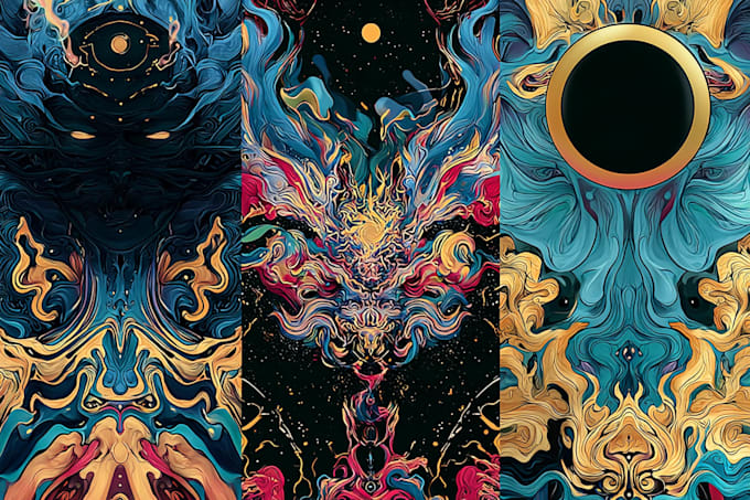 draw a unique psychedelic retro vintage illustration