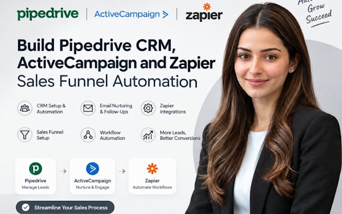 build pipedrive CRM activecampaign zapier sales funnel automation