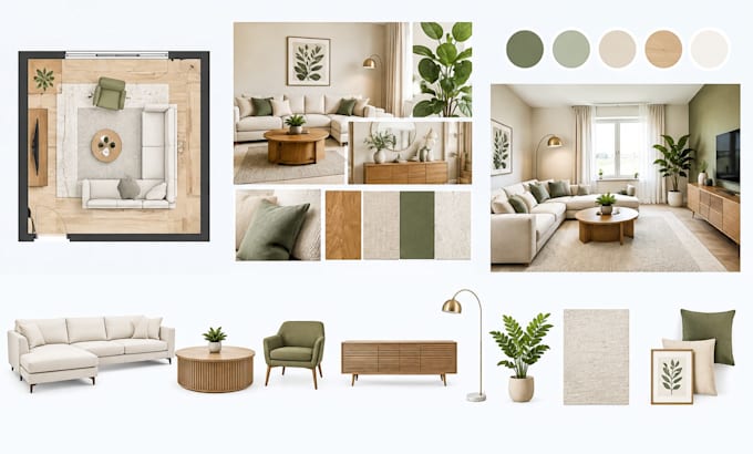 create your interior design plan, mood board and shopping list