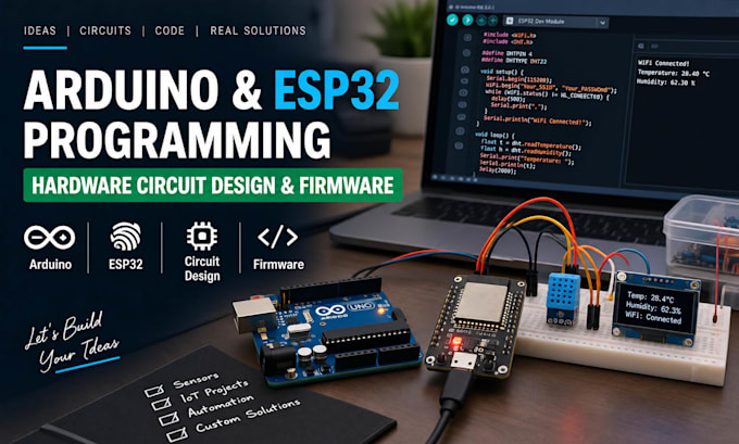 program arduino and esp32 project, hardware circuit design, and firmware
