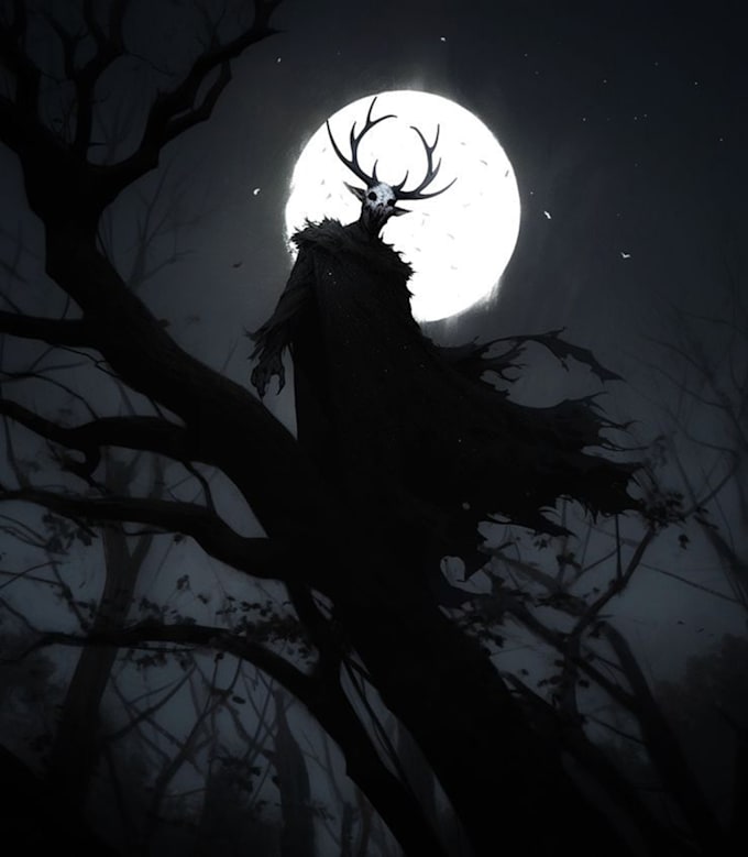 create dark art illustration or horror creature concept