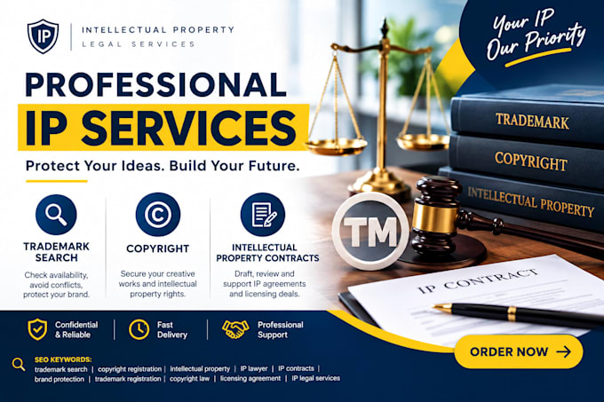 handle trademark search, copyright, and intellectual property contracts