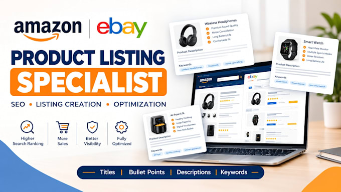 create and optimise amazon and ebay product listings