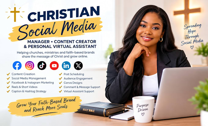 do christain social media manager, content creator, personal virtual assistant