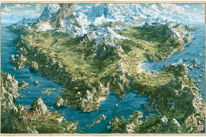 draw fantasy map illustration isometric map