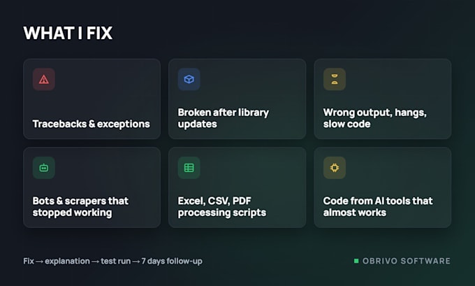 fix, debug and improve your python code or script fast