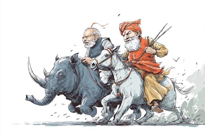 create a political or satirical cartoon illustration