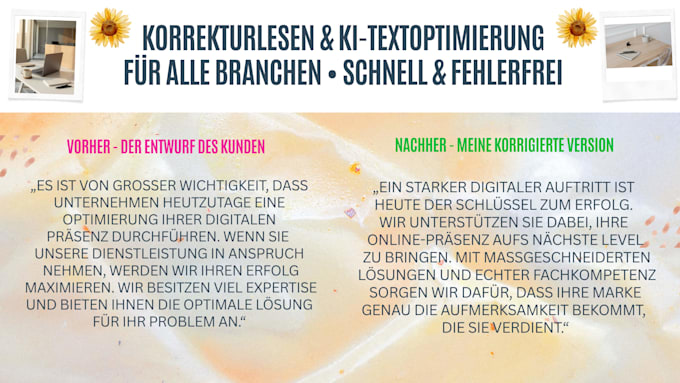 professional proofread german text or rewrite ki content