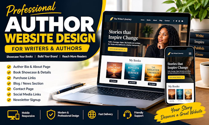 design a professional author website for writers and authors