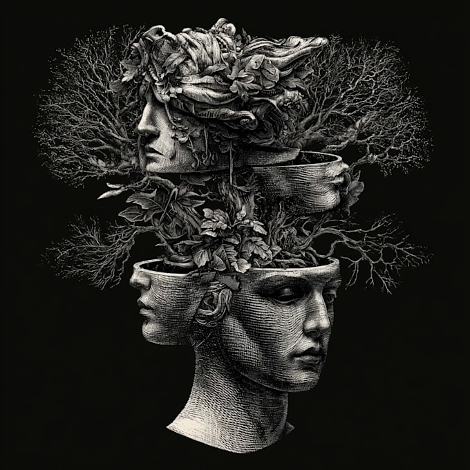 draw intricate antique engraving and etching artwork