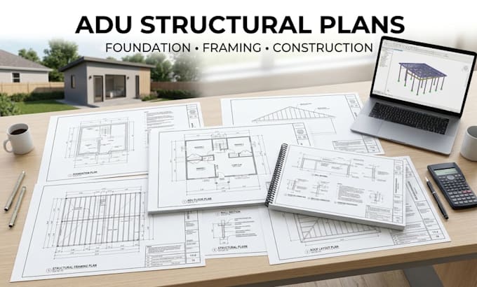 do fl, ca, ny, nj, tx, adu foundation, framing structural plans for construction