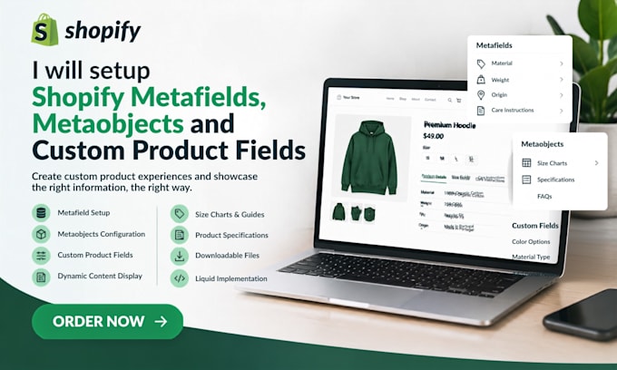 setup shopify metafields, metaobjects and custom product fields